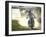 Daredevil Motorcyclist Evel Knievel Raising Dust after Completing Stunt-null-Framed Photographic Print