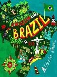 Illustrated Map of Brazil-Daria_I-Art Print