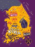 Illustrated Map of South Korea-Daria_I-Art Print