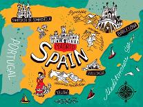 Illustrated Map of Spain-Daria_I-Art Print