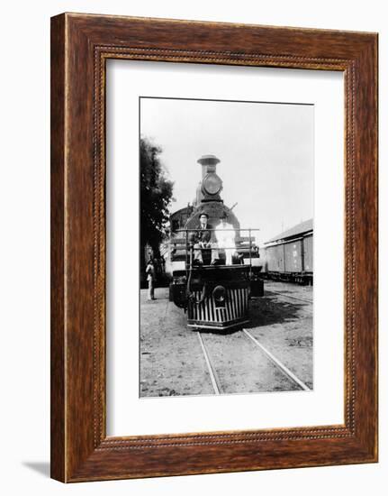 Darius Milhaud and Paul Claudel Seated on a Steam Trip on a Trip While 'En Poste' at the French…-null-Framed Photographic Print