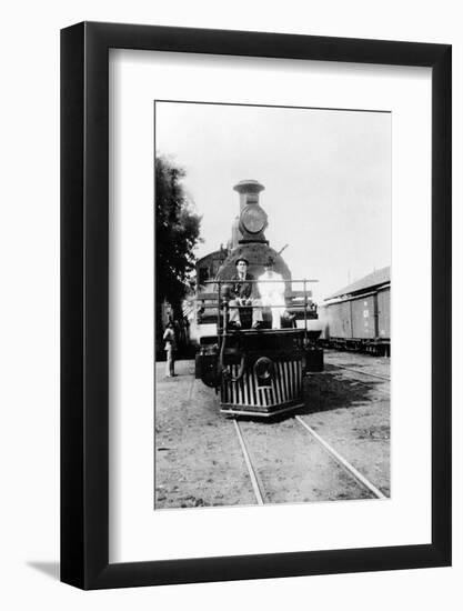 Darius Milhaud and Paul Claudel Seated on a Steam Trip on a Trip While 'En Poste' at the French…-null-Framed Photographic Print