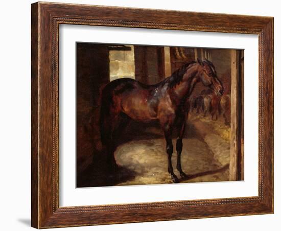 Dark Bay Horse in the Stable-Théodore Géricault-Framed Giclee Print