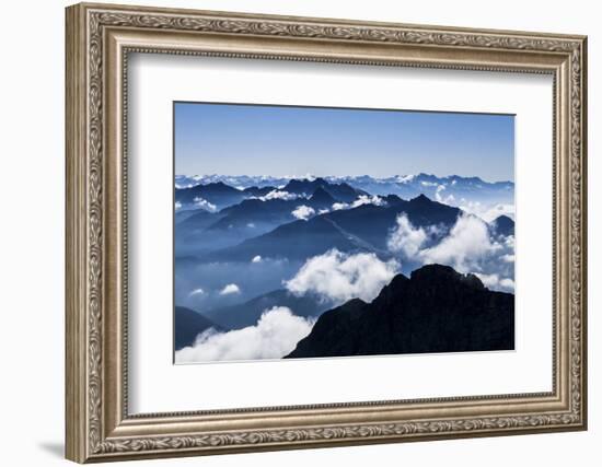 Dark Bergsilhouetten and Light Clouds in Tyrol-Rolf Roeckl-Framed Photographic Print