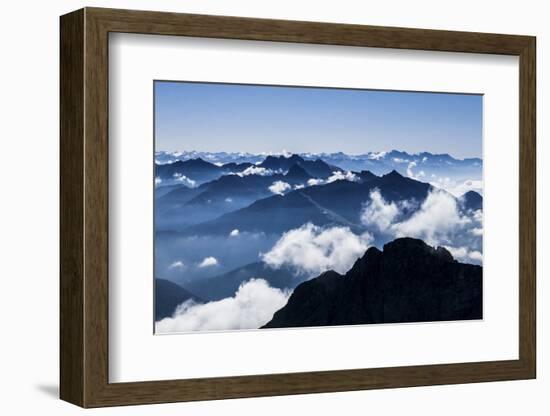 Dark Bergsilhouetten and Light Clouds in Tyrol-Rolf Roeckl-Framed Photographic Print