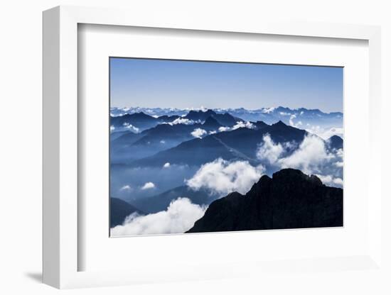 Dark Bergsilhouetten and Light Clouds in Tyrol-Rolf Roeckl-Framed Photographic Print