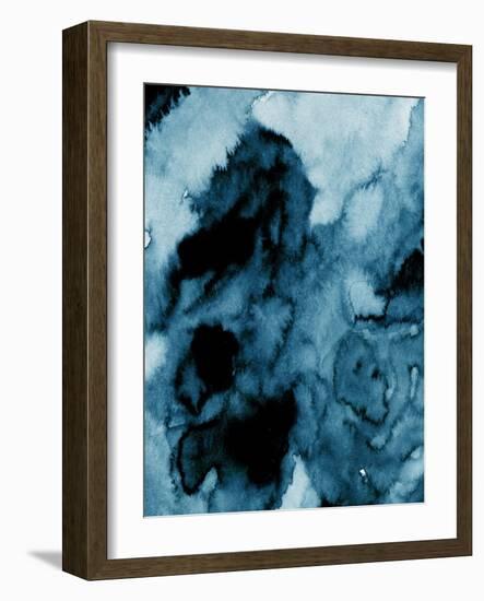 Dark Blue Abstract Watercolor I-Hallie Clausen-Framed Art Print