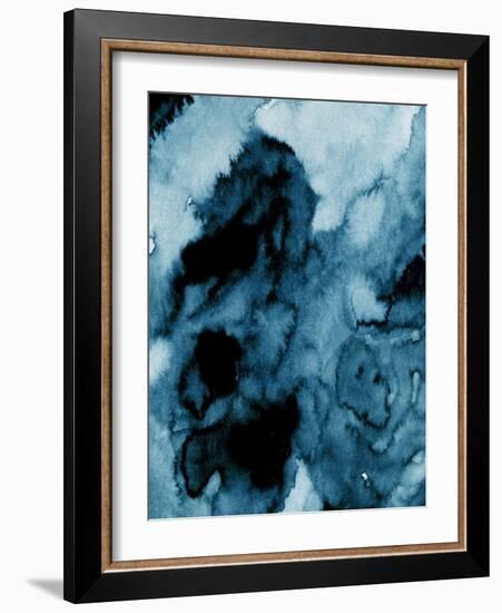 Dark Blue Abstract Watercolor I-Hallie Clausen-Framed Art Print
