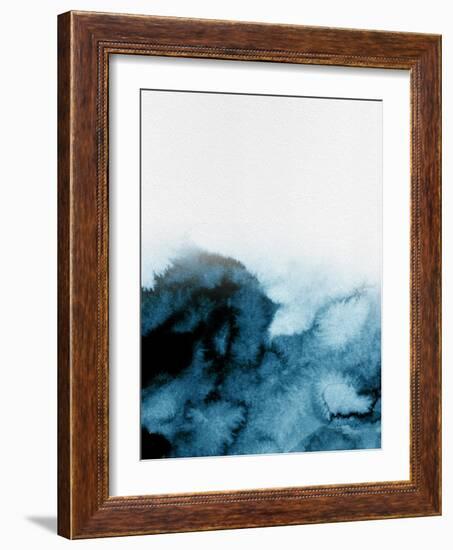Dark Blue Abstract Watercolor-Hallie Clausen-Framed Art Print