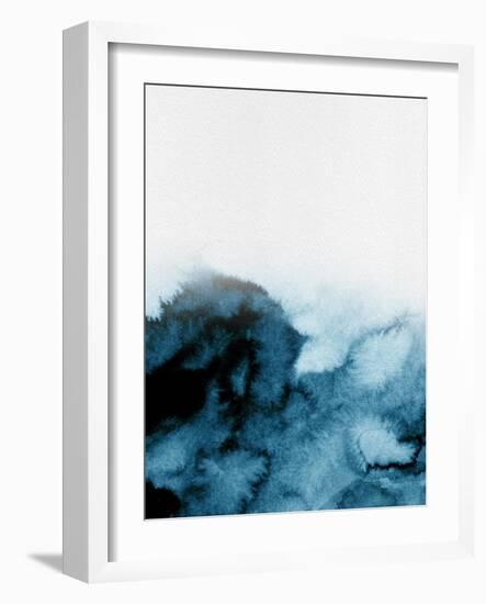 Dark Blue Abstract Watercolor-Hallie Clausen-Framed Art Print