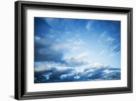 Dark Blue Sky with Clouds, Abstract Photo Background-Eugene Sergeev-Framed Photographic Print