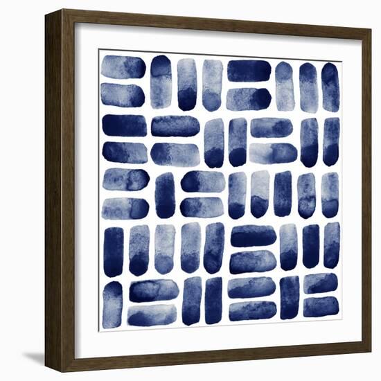 Dark Blue Watercolor Brush Strokes Vintage Background. Can Be Used as Seamless Pattern. Watercolour-Rolau Elena-Framed Premium Giclee Print
