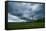 Dark clouds above a football pitch-Benjamin Engler-Framed Stretched Canvas