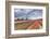 Dark Clouds over Fields of Multicolored Tulips and Windmill, Netherlands-Roberto Moiola-Framed Photographic Print