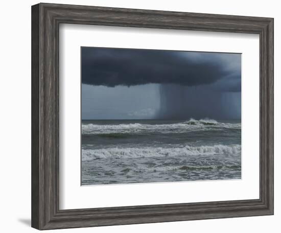 Dark Dramatic Shot of Tropical Storm Coming Ashore at Pensacola, Florida Beach. Water Spout Descend-forestpath-Framed Photographic Print