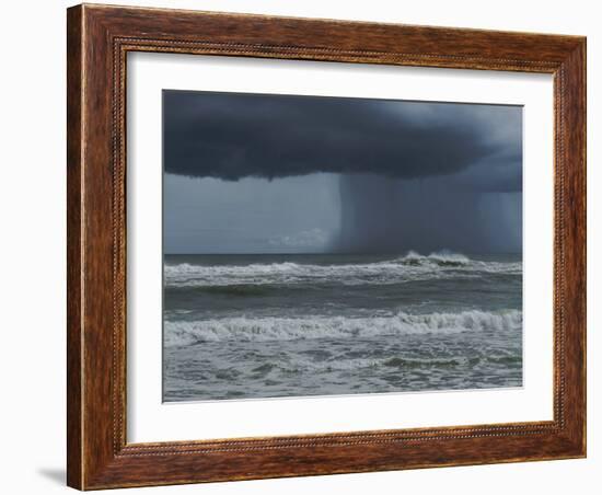 Dark Dramatic Shot of Tropical Storm Coming Ashore at Pensacola, Florida Beach. Water Spout Descend-forestpath-Framed Photographic Print