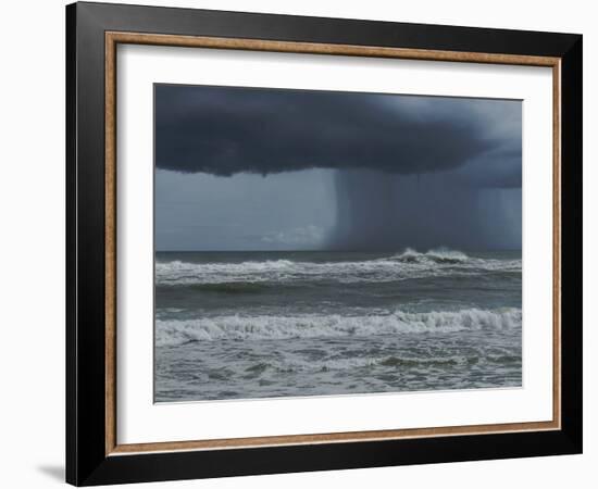 Dark Dramatic Shot of Tropical Storm Coming Ashore at Pensacola, Florida Beach. Water Spout Descend-forestpath-Framed Photographic Print