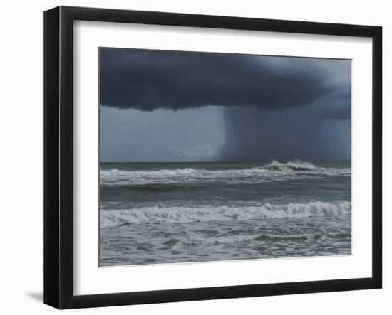 Dark Dramatic Shot of Tropical Storm Coming Ashore at Pensacola, Florida Beach. Water Spout Descend-forestpath-Framed Photographic Print