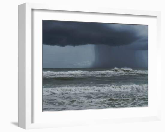 Dark Dramatic Shot of Tropical Storm Coming Ashore at Pensacola, Florida Beach. Water Spout Descend-forestpath-Framed Photographic Print