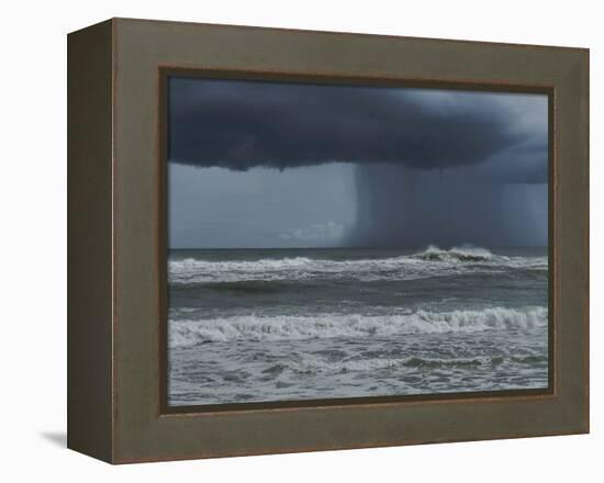 Dark Dramatic Shot of Tropical Storm Coming Ashore at Pensacola, Florida Beach. Water Spout Descend-forestpath-Framed Premier Image Canvas