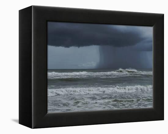 Dark Dramatic Shot of Tropical Storm Coming Ashore at Pensacola, Florida Beach. Water Spout Descend-forestpath-Framed Premier Image Canvas