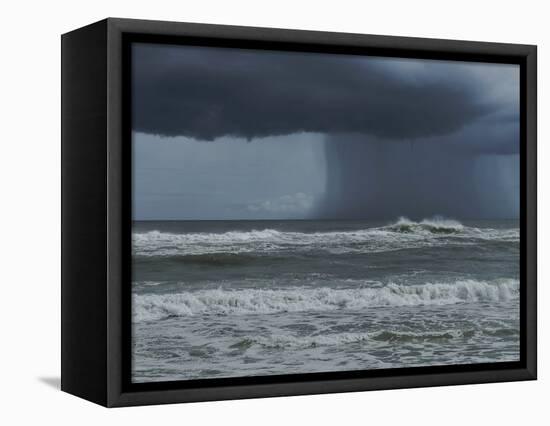 Dark Dramatic Shot of Tropical Storm Coming Ashore at Pensacola, Florida Beach. Water Spout Descend-forestpath-Framed Premier Image Canvas