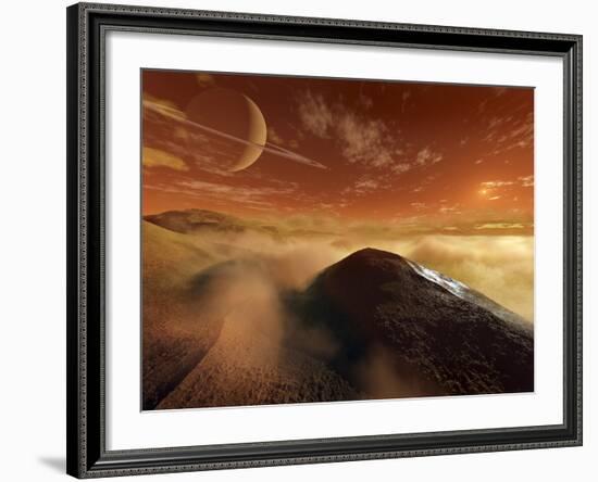 Dark Dunes are Shaped by the Moon's Winds on the Surface of Titan-Stocktrek Images-Framed Photographic Print