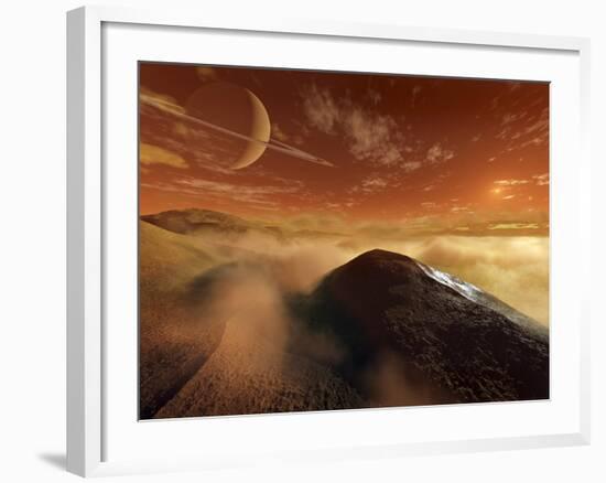 Dark Dunes are Shaped by the Moon's Winds on the Surface of Titan-Stocktrek Images-Framed Photographic Print