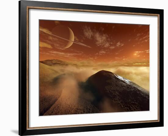 Dark Dunes are Shaped by the Moon's Winds on the Surface of Titan-Stocktrek Images-Framed Photographic Print