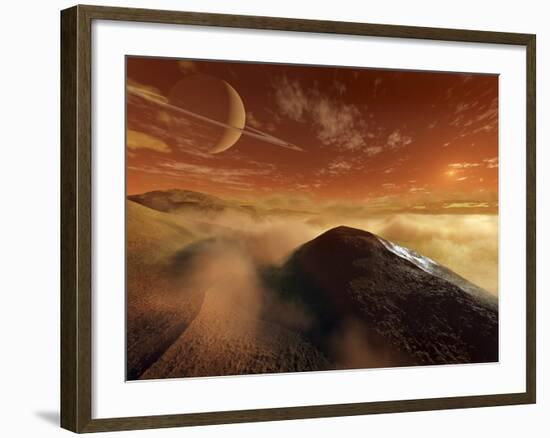 Dark Dunes are Shaped by the Moon's Winds on the Surface of Titan-Stocktrek Images-Framed Photographic Print