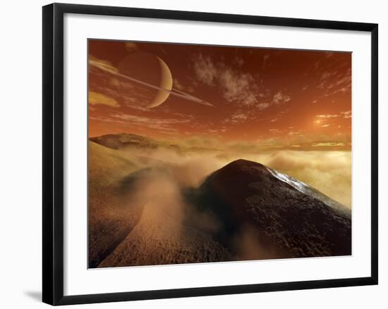 Dark Dunes are Shaped by the Moon's Winds on the Surface of Titan-Stocktrek Images-Framed Photographic Print