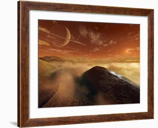 Dark Dunes are Shaped by the Moon's Winds on the Surface of Titan-Stocktrek Images-Framed Photographic Print