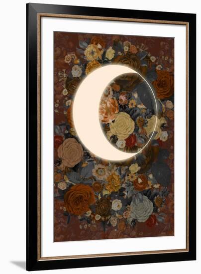 Dark Floral Lunar Eclipse-null-Framed Art Print