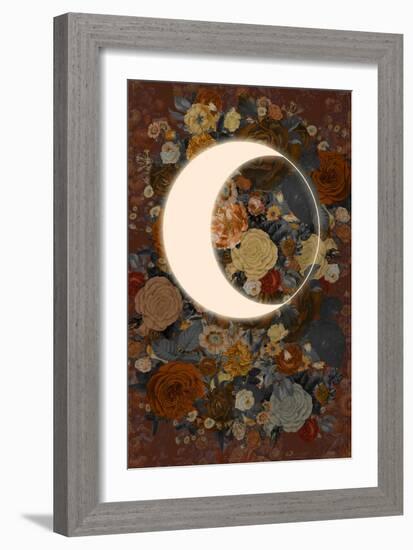 Dark Floral Lunar Eclipse-null-Framed Art Print