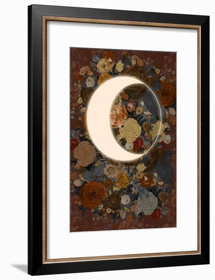 Dark Floral Lunar Eclipse-null-Framed Art Print