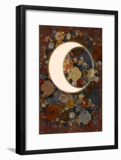 Dark Floral Lunar Eclipse-null-Framed Art Print