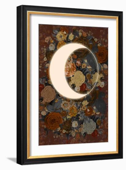 Dark Floral Lunar Eclipse--Framed Art Print
