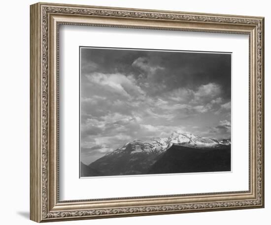 Dark Foreground And Clouds Mountains Highlighted "Heaven's Peak" Glacier NP Montana. 1933-1942-Ansel Adams-Framed Art Print