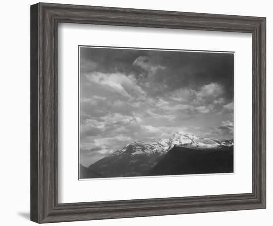 Dark Foreground And Clouds Mountains Highlighted "Heaven's Peak" Glacier NP Montana. 1933-1942-Ansel Adams-Framed Art Print