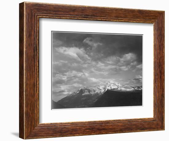 Dark Foreground And Clouds Mountains Highlighted "Heaven's Peak" Glacier NP Montana. 1933-1942-Ansel Adams-Framed Art Print
