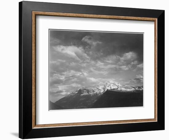 Dark Foreground And Clouds Mountains Highlighted "Heaven's Peak" Glacier NP Montana. 1933-1942-Ansel Adams-Framed Art Print