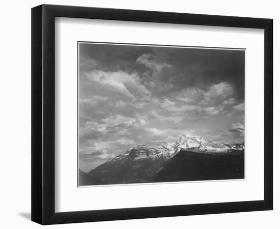 Dark Foreground And Clouds Mountains Highlighted "Heaven's Peak" Glacier NP Montana. 1933-1942-Ansel Adams-Framed Art Print