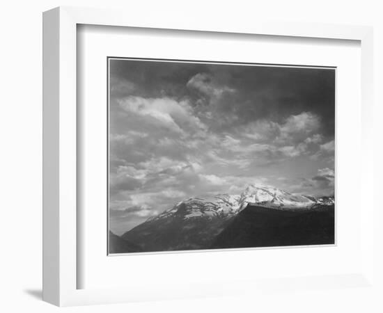 Dark Foreground And Clouds Mountains Highlighted "Heaven's Peak" Glacier NP Montana. 1933-1942-Ansel Adams-Framed Art Print