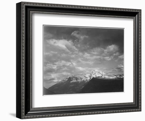 Dark Foreground And Clouds Mountains Highlighted "Heaven's Peak" Glacier NP Montana. 1933-1942-Ansel Adams-Framed Art Print