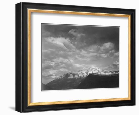 Dark Foreground And Clouds Mountains Highlighted "Heaven's Peak" Glacier NP Montana. 1933-1942-Ansel Adams-Framed Art Print