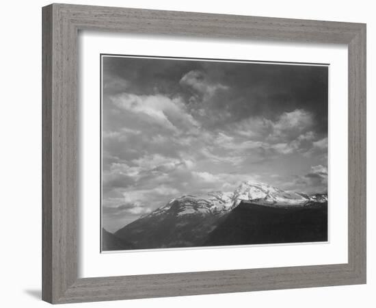 Dark Foreground And Clouds Mountains Highlighted "Heaven's Peak" Glacier NP Montana. 1933-1942-Ansel Adams-Framed Art Print