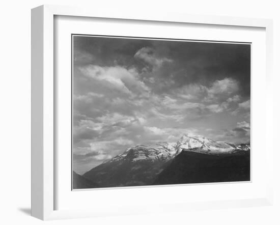 Dark Foreground And Clouds Mountains Highlighted "Heaven's Peak" Glacier NP Montana. 1933-1942-Ansel Adams-Framed Art Print