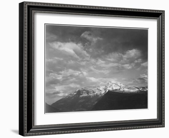 Dark Foreground And Clouds Mountains Highlighted "Heaven's Peak" Glacier NP Montana. 1933-1942-Ansel Adams-Framed Art Print