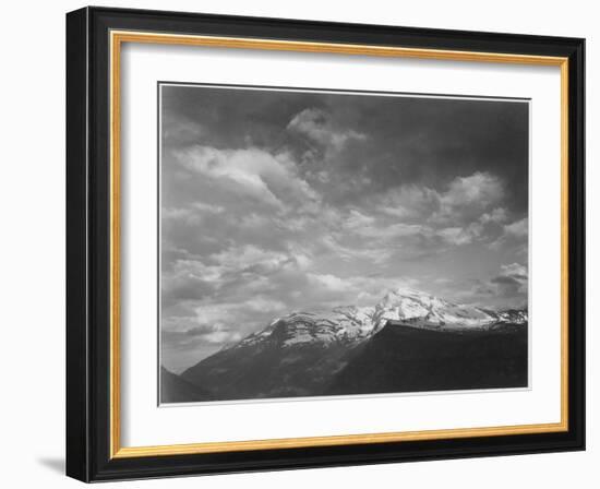 Dark Foreground And Clouds Mountains Highlighted "Heaven's Peak" Glacier NP Montana. 1933-1942-Ansel Adams-Framed Art Print