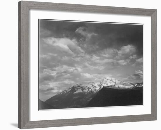 Dark Foreground And Clouds Mountains Highlighted "Heaven's Peak" Glacier NP Montana. 1933-1942-Ansel Adams-Framed Art Print